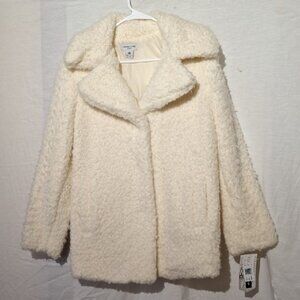 Cream Teddy Jacket, Faux Fur, Oversized Celebrity Pink Sz 4, NWT